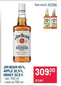 Makro JIM BEAM 40 %, APPLE 32,5 %, HONEY 32,5 % nabídka