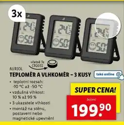 Lidl AURIOL TEPLOMĚR A VLHKOMĚR – 3 KUSY nabídka