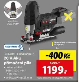 Lidl PARKSIDE PERFORMANCE® 20 V Aku přímočará pila nabídka