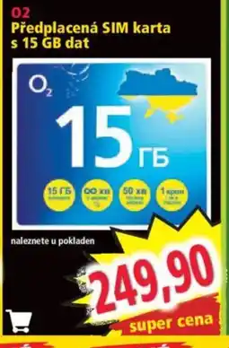 Norma 02 Předplacená Sim karta s 15 GB dat nabídka