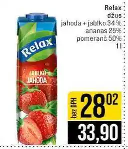 Jip Relax džus jahoda+jablko 34% ananas 25% pomeranč 50% 1l nabídka
