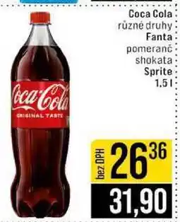 Jip Coca Cola různé druhy Fanta pomeranč shokata Sprite 1,5l nabídka