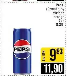 Jip Pepsi různé druhy Mirinda orange 7up 0.33l nabídka
