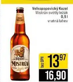 Jip Velkopopovický Kozel Mistrův světlý ležák 0,5l nabídka