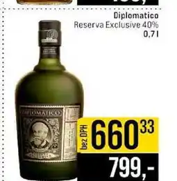 Jip Diplomatico Reserva Exclusive 40% 0,7l nabídka