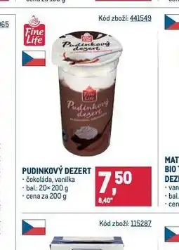 Makro Pudinkový dezert nabídka