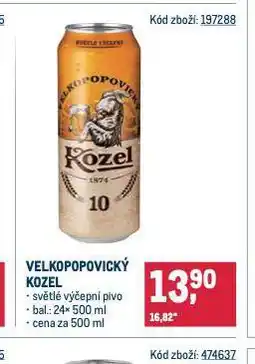 Makro Pivo velkopopovický kozel 10 nabídka