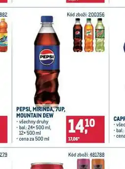 Makro Pepsi, mirinda, 7up, mountain dew nabídka