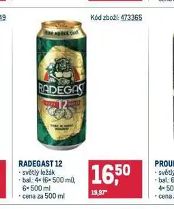 Makro Pivo radegast ryze hořká 12 nabídka