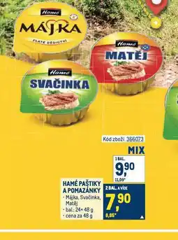 Makro Hamé paštiky a pomazánky nabídka