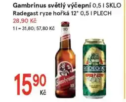 Žabka Gambrinus světlý výčepní nabídka