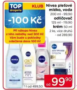 TOP drogerie Nivea pleťové mléko, voda nabídka