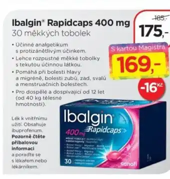 Magistra lékárny Ibalgin® Rapidcaps 400 mg 30 měkkých tobolek nabídka