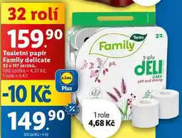 Lidl Toaletní papír Family delicate, 32x 117 útržků nabídka