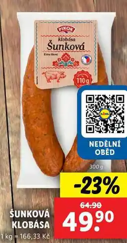 Lidl ŠUNKOVÁ KLOBÁSA, 300 g nabídka