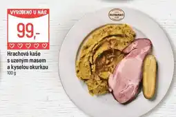 Globus Hrachová kaše s uzeným masem a kyselou okurkou nabídka