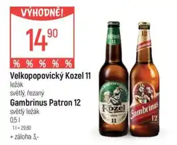 Globus Velkopopovický Kozel 11 Gambrinus Patron 12 nabídka