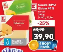 Kaufland Gouda 48%/ Eidam 45% nabídka