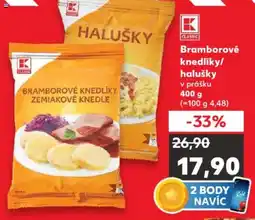 Kaufland Bramborové knedlíky/ halušky nabídka
