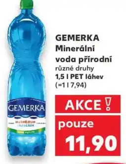 Kaufland GEMERKA Minerální voda přírodní nabídka