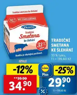 Lidl TRADIČNÍ SMETANA KE ŠLEHÁNÍ, 250 ml nabídka