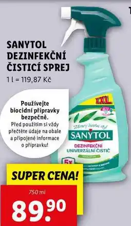 Lidl SANYTOL DEZINFEKČNÍ ČISTICÍ SPREJ, 750 ml nabídka