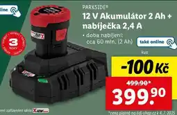 Lidl 12 V Akumulátor 2 Ah + nabíječka 2,4 A nabídka