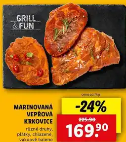 Lidl MARINOVANÁ VEPŘOVÁ KRKOVICE, cena za 1 kg nabídka