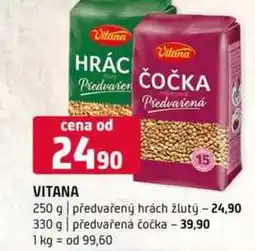 Terno Vitana 250 g předvařený hrách žlutý 330 g předvařená čočka nabídka