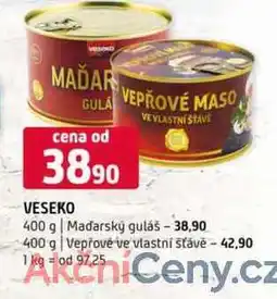 Terno Veseko 400 g Maďarský guláš 400 g Vepřové ve vlastní šťávě nabídka