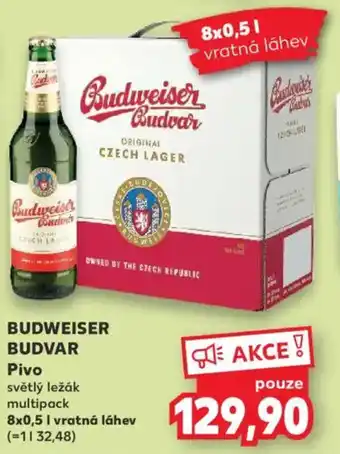 Kaufland BUDWEISER BUDVAR Pivo světlý ležák nabídka