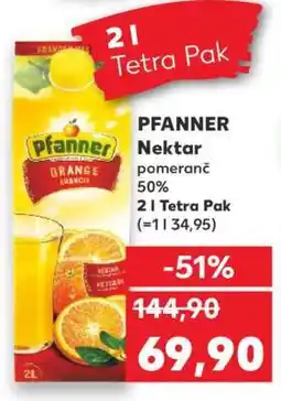 Kaufland PFANNER Nektar pomeranč 50% 2 l Tetra Pak nabídka