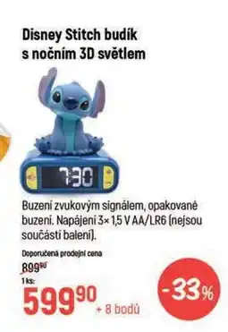 Globus Disney Stitch budík s nočním 3D světlem nabídka