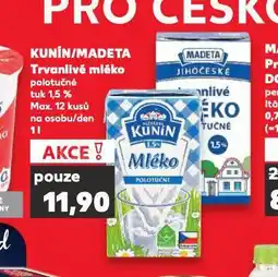 Kaufland Kunín trvanlivé mléko nabídka