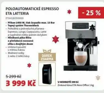 Poloautomatické Espresso Eta Latteria