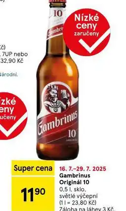 Tesco Pivo gambrinus originál 10 nabídka