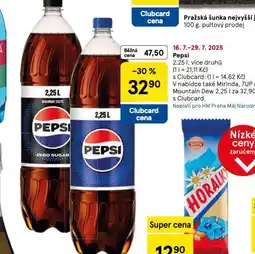 Tesco Pepsi, mirinda, 7up, mountain dew nabídka