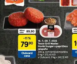 Tesco Hovězí burger s papričkou jalapeňo nabídka