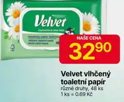 Hruška Velvet vlhčený toaletní papír nabídka
