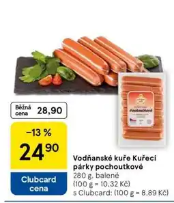 Tesco Vodňanské Kuře Kuřecí párky pochoutkové nabídka