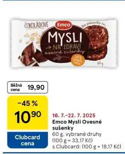 Tesco Emco Mysli ovesné sušenky nabídka