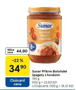 Tesco Sunar Příkrm Boloňské špagety s hovězím nabídka