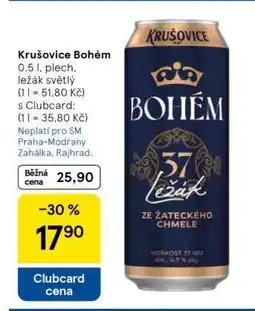 Tesco Krušovice Bohém nabídka