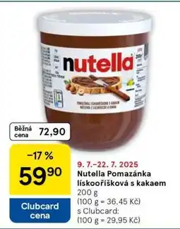 Tesco Nutella Pomazánka lískooříšková s kakaem nabídka