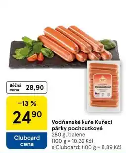 Tesco Vodňanské Kuře Kuřecí párky pochoutkové nabídka