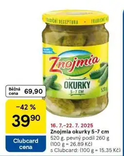 Tesco Znojmia Okurky 5–7 cm nabídka