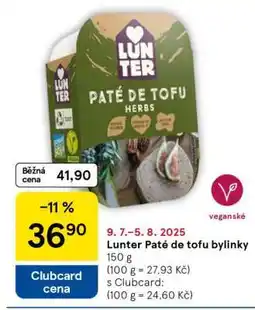 Tesco Lunter Paté de tofu bylinky nabídka