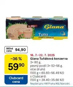 Tesco Giana Tuňáková konzerva nabídka