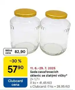 Tesco Sada zavařovacích sklenic se zlatými víčky nabídka