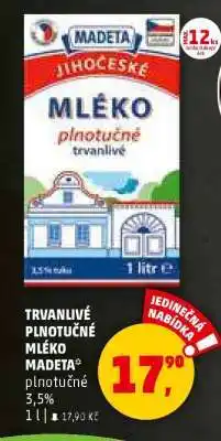 Penny Market TRVANLIVÉ PLNOTUČNÉ MLÉKO MADETA nabídka